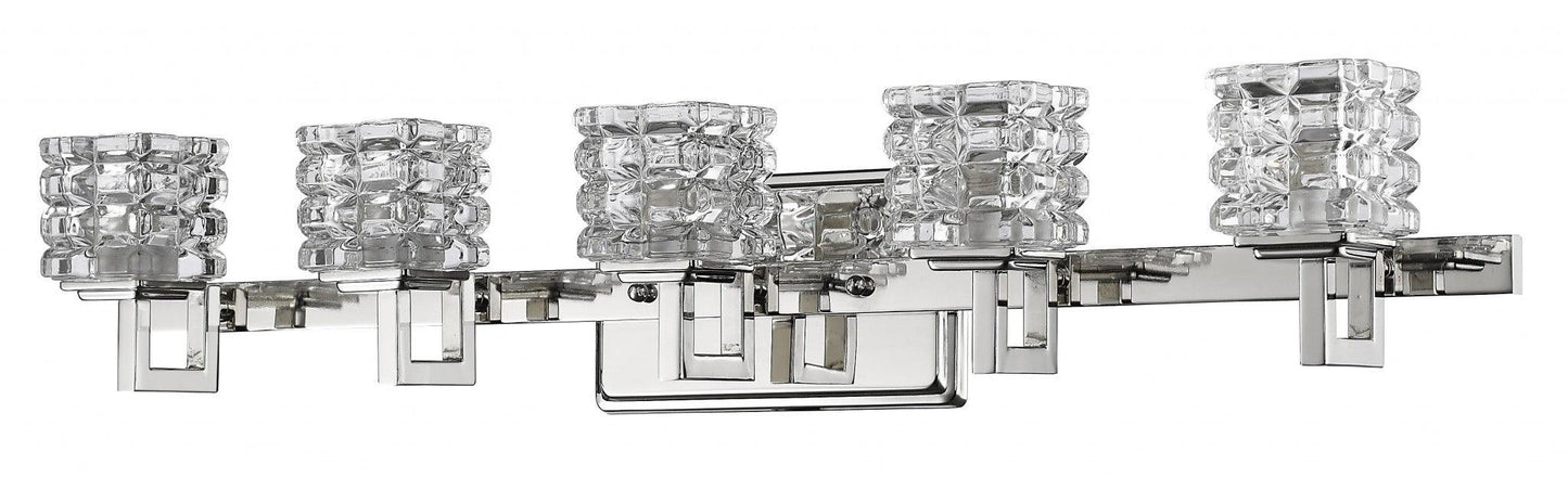 Coralie 5-Light Polished Nickel Sconce With Pressed Crystal Shades - AFS