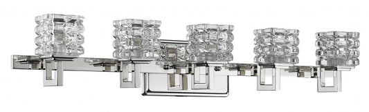 Coralie 5-Light Polished Nickel Sconce With Pressed Crystal Shades - AFS