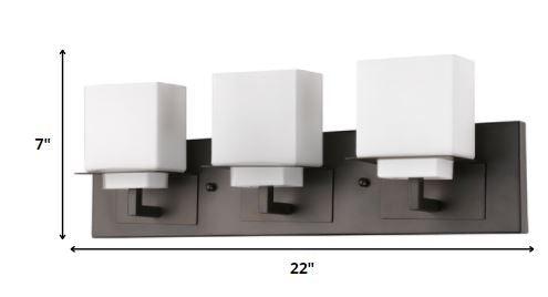 Rampart 3-Light Oil-Rubbed Bronze Vanity Light With Etched Glass Shades - AFS