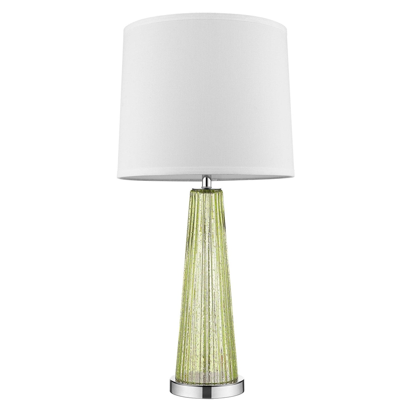 Chiara 1-Light Apple Green Glass And Polished Chrome Table Lamp With Off White Shantung Shade - AFS