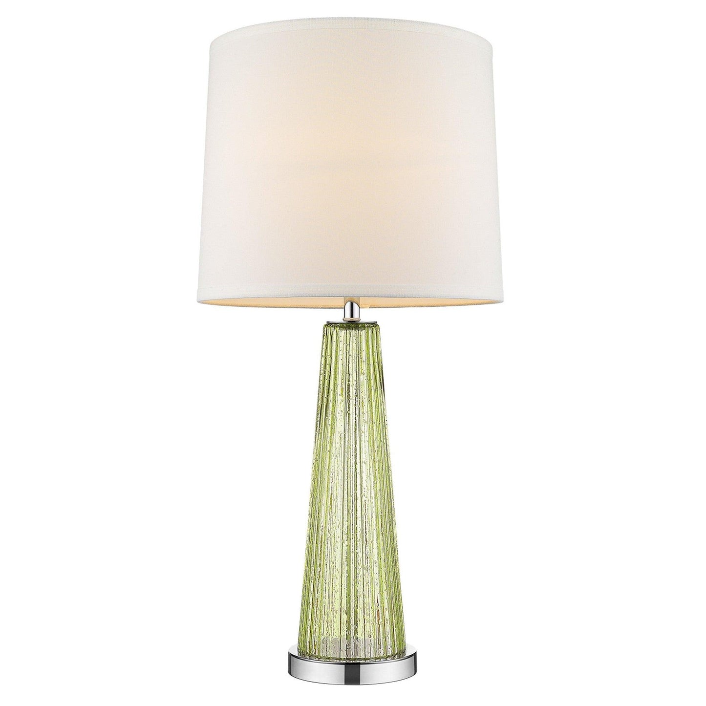 Chiara 1-Light Apple Green Glass And Polished Chrome Table Lamp With Off White Shantung Shade - AFS