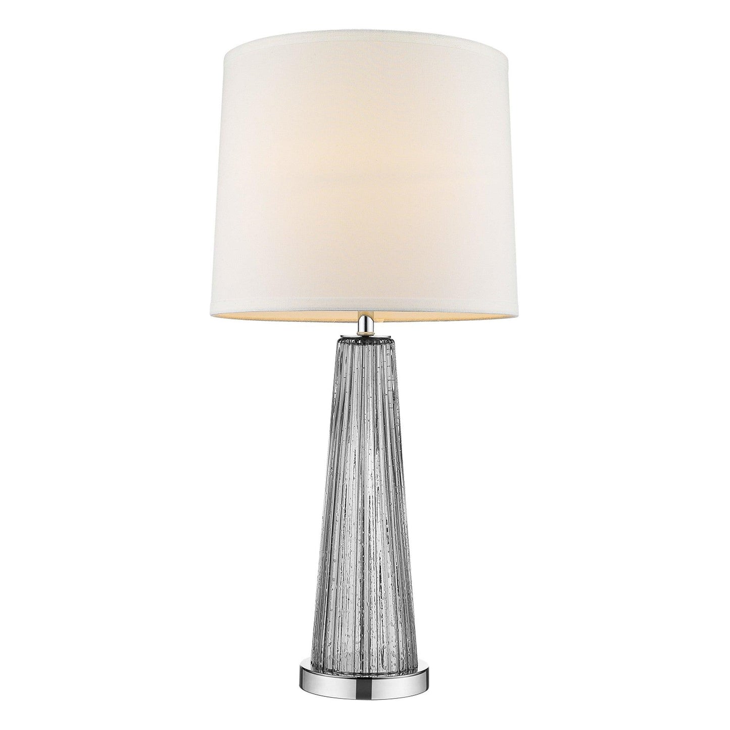 Chiara 1-Light Steel Glass And Polished Chrome Table Lamp With Off White Shantung Shade - AFS