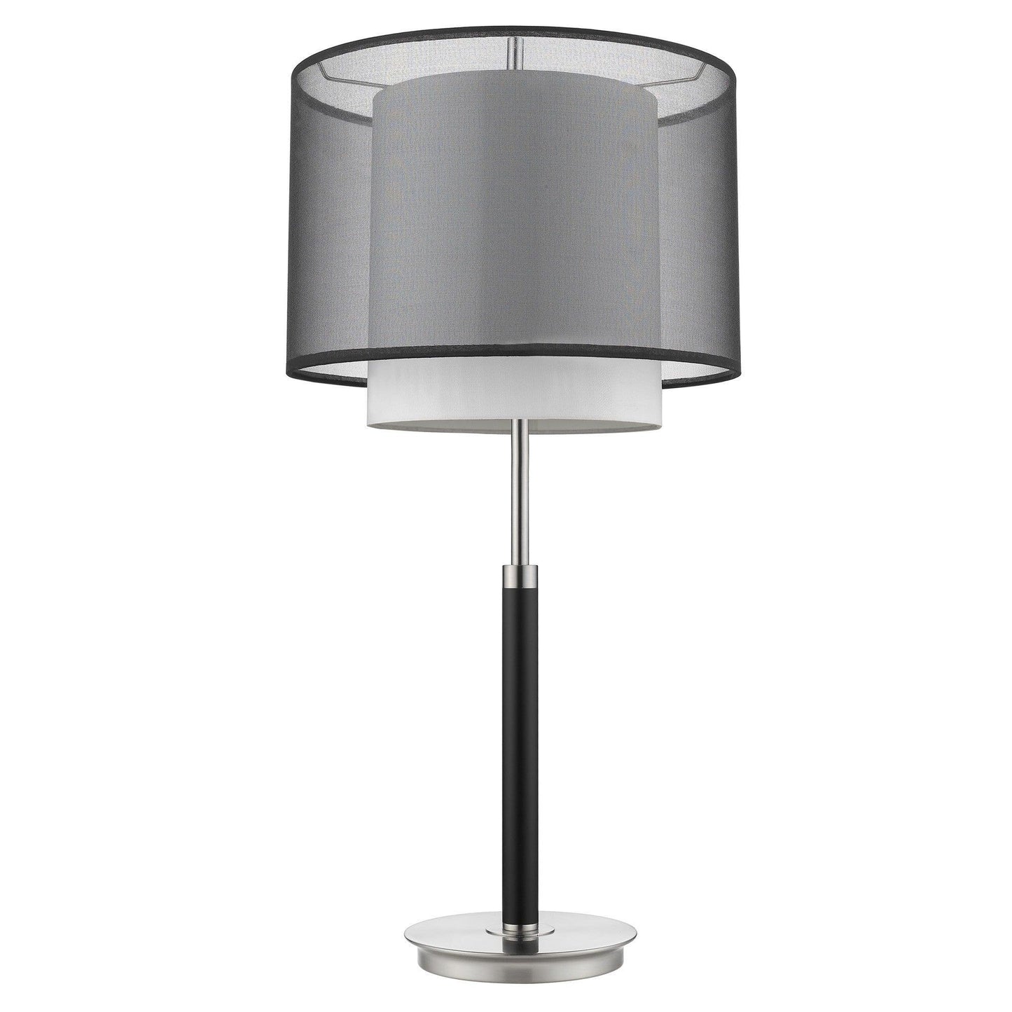 Roosevelt 1-Light Espresso And Brushed Nickel Table Lamp With Smoke Gray Shantung Two Tier Shade - AFS