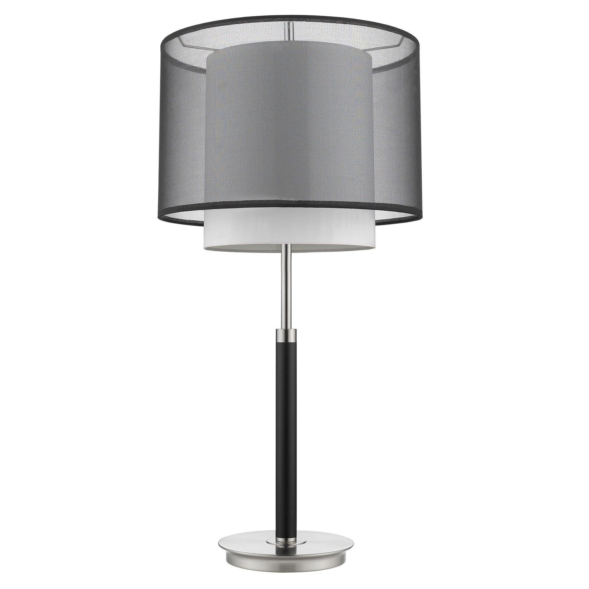 Roosevelt 1-Light Espresso And Brushed Nickel Table Lamp With Smoke Gray Shantung Two Tier Shade - AFS