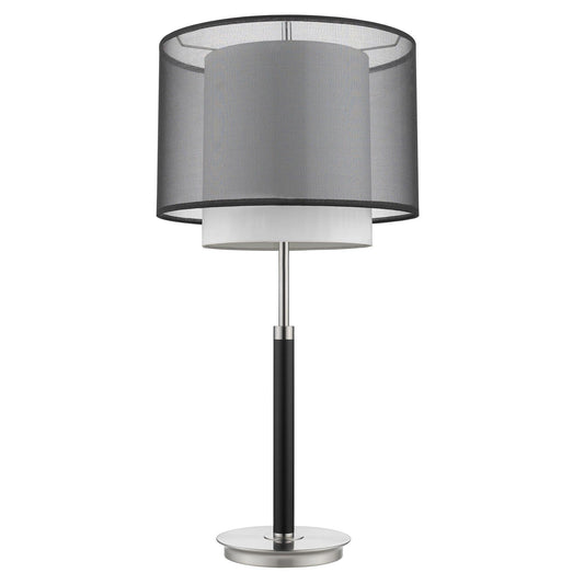 Roosevelt 1-Light Espresso And Brushed Nickel Table Lamp With Smoke Gray Shantung Two Tier Shade - AFS