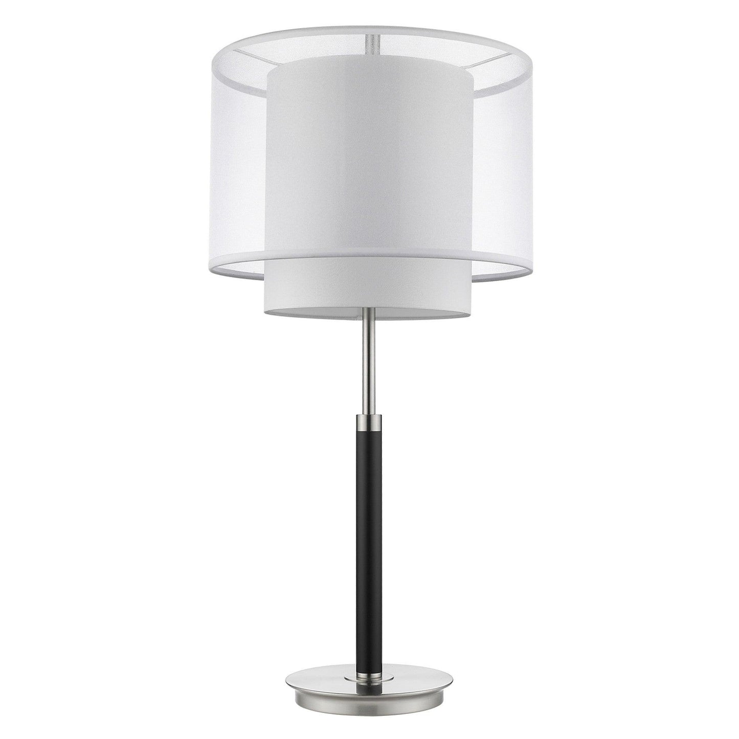 Roosevelt 1-Light Espresso And Brushed Nickel Table Lamp With Sheer Snow Shantung Two Tier Shade - AFS