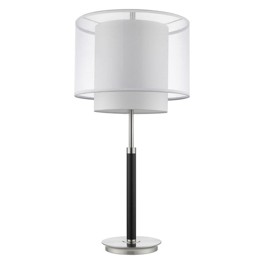 Roosevelt 1-Light Espresso And Brushed Nickel Table Lamp With Sheer Snow Shantung Two Tier Shade - AFS