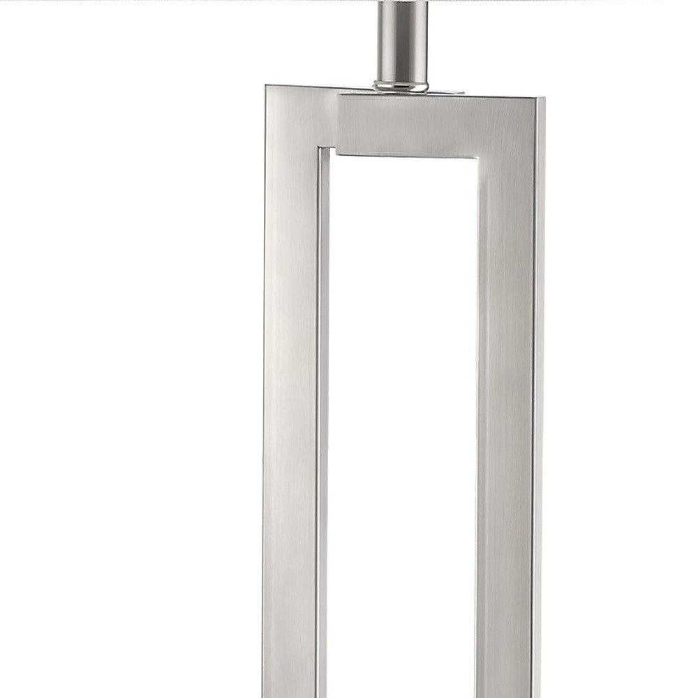 Riley 1-Light Brushed Nickel Table Lamp With Off White Shantung Shade - AFS