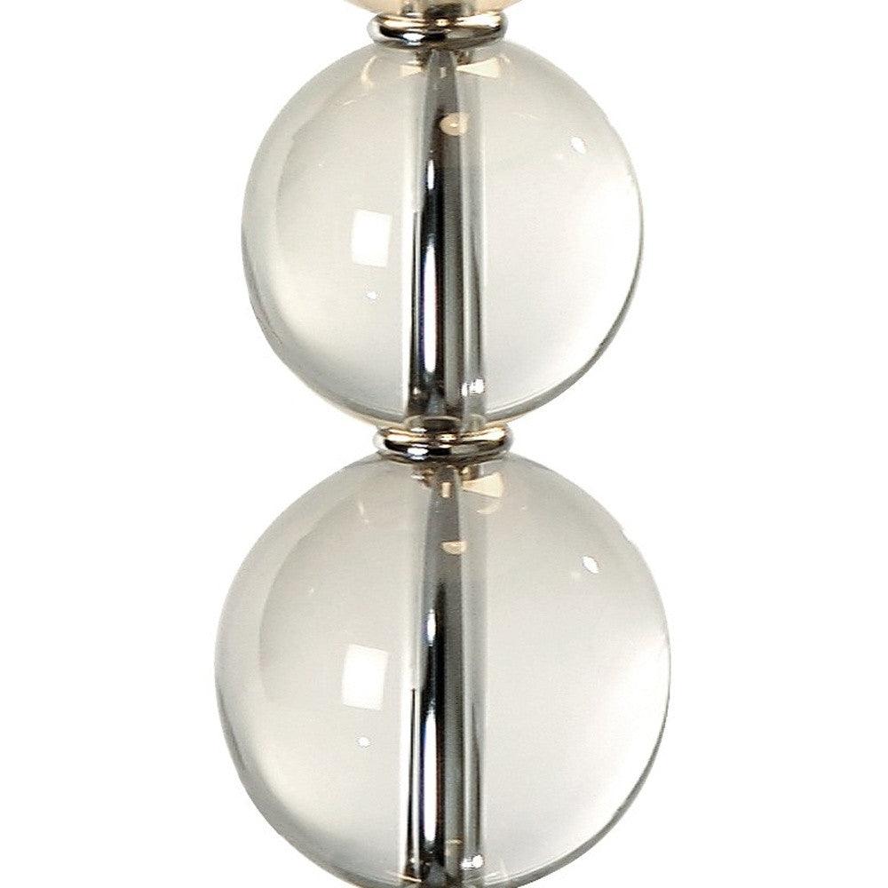 Palla 2-Light Crystal And Polished Chrome Table Lamp With White Linen Shade - AFS