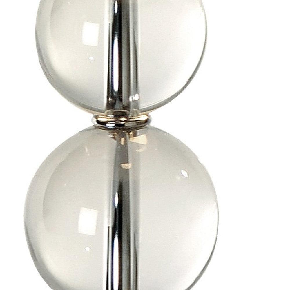 Palla 2-Light Crystal And Polished Chrome Table Lamp With White Linen Shade - AFS