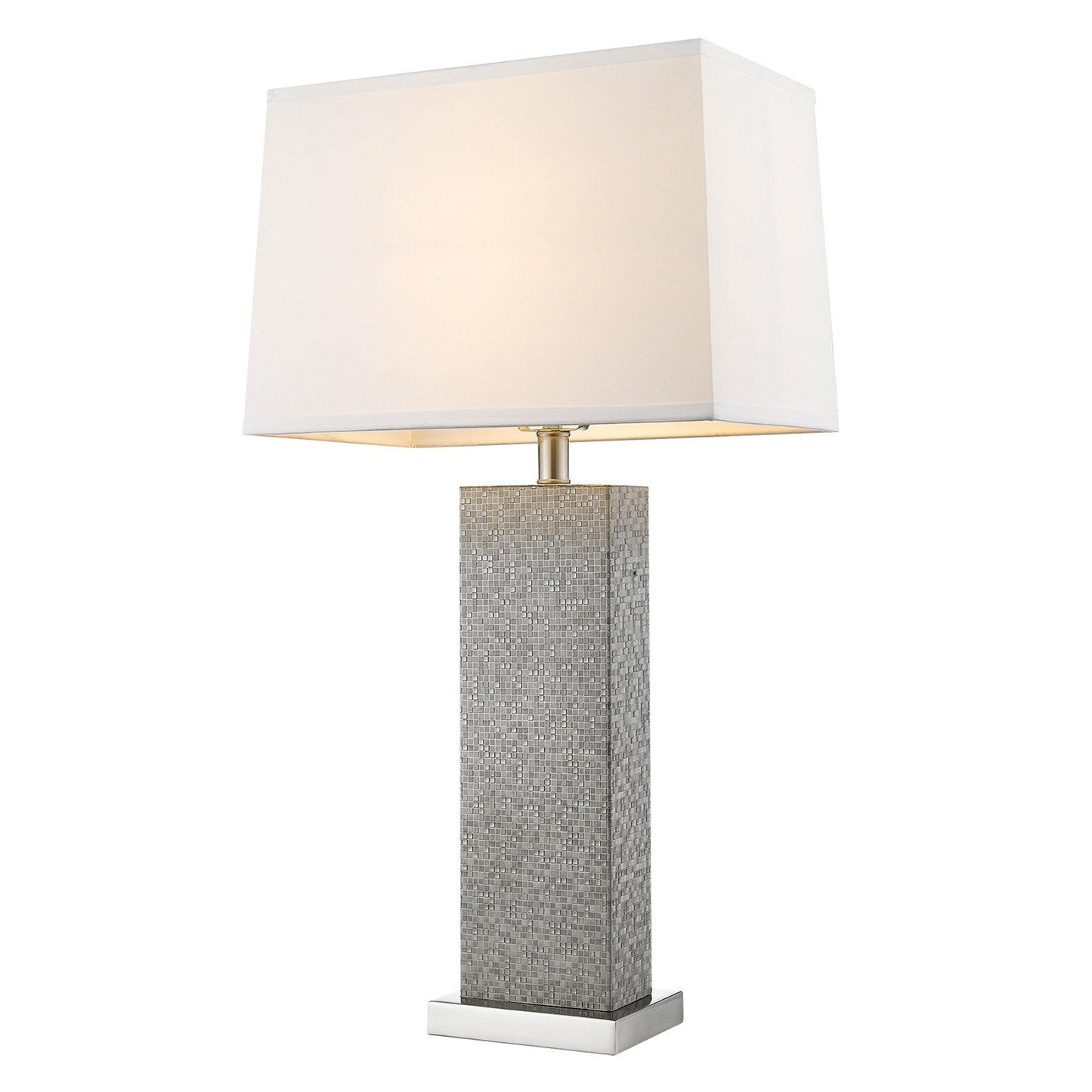 Merge 1-Light Brushed Nickel And Pewter Table Lamp With Homespun Linen Shade - AFS