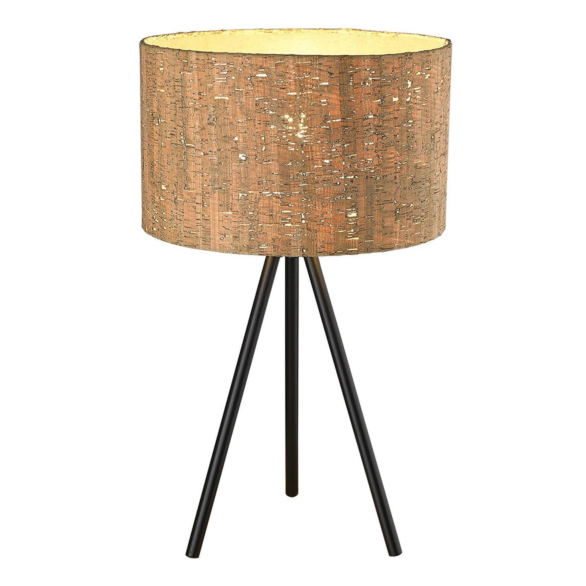 21.8" Matte Black Cork Shade Table Lamp - AFS