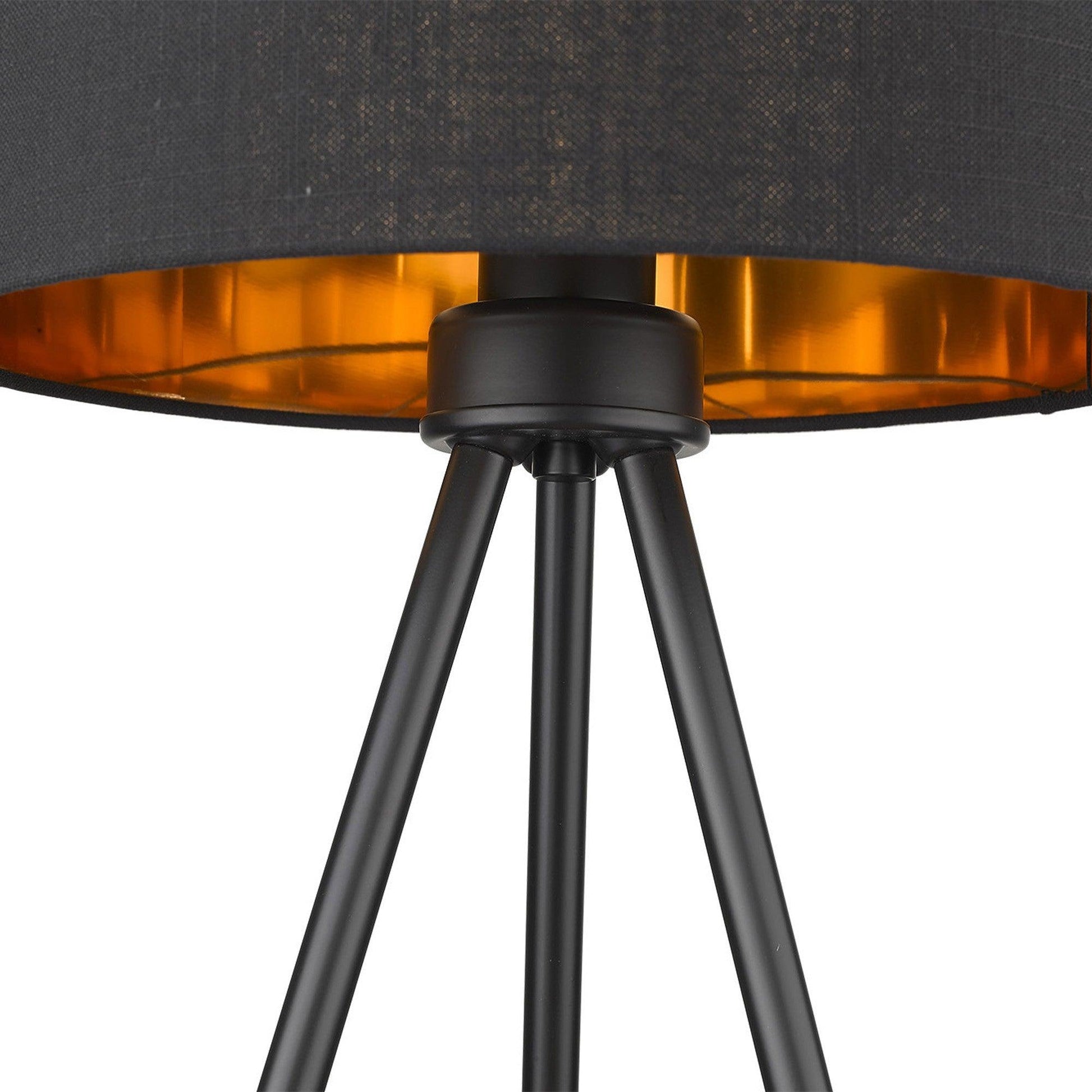 Matte Black and Black Fabric Table Lamp - AFS