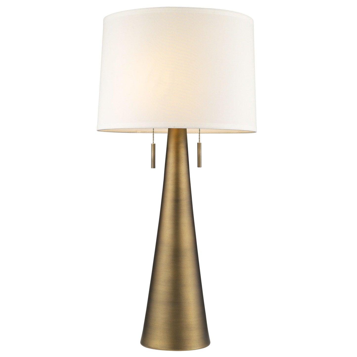 Muse 2-Light Hand Painted Antique Gold Table Lamp With Off White Shantung Shade - AFS