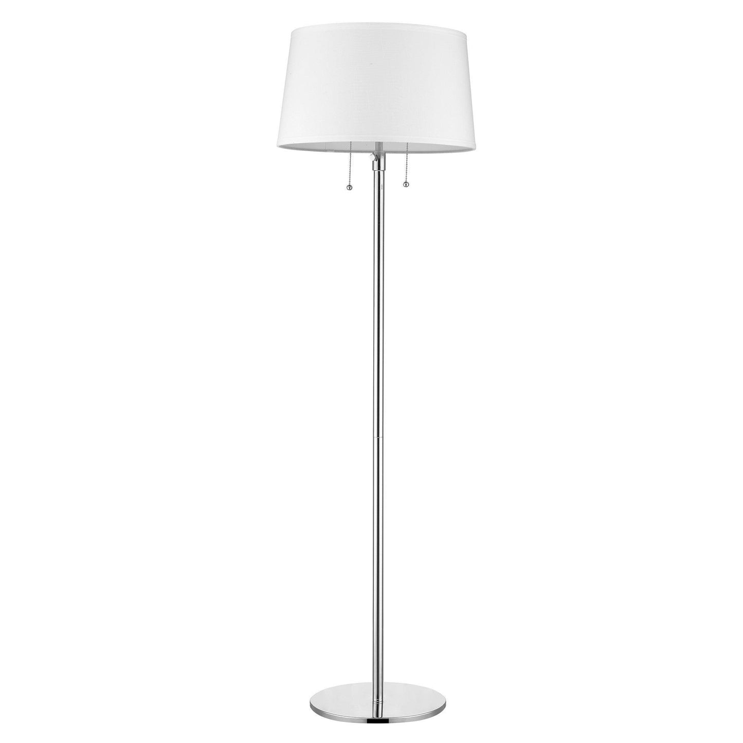 Urban Basic 2-Light Polished Chrome Adjustable Floor Lamp With Off White Linen Shade - AFS