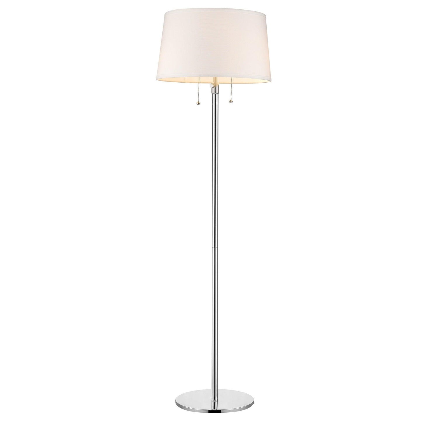 Urban Basic 2-Light Polished Chrome Adjustable Floor Lamp With Off White Linen Shade - AFS