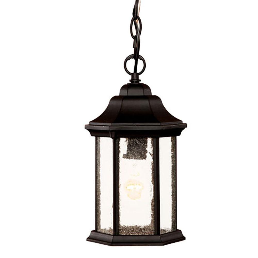 Antique Black Textured Glass Lantern Hanging Light - AFS