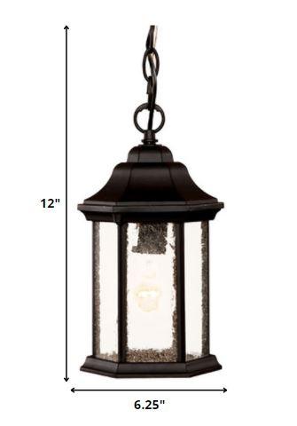 Antique Black Textured Glass Lantern Hanging Light - AFS