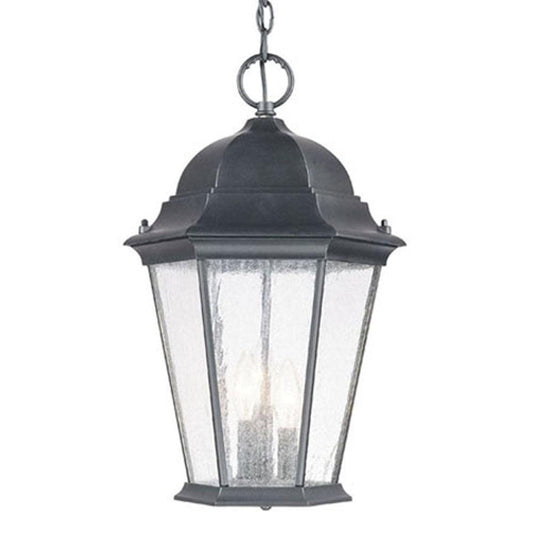 Three Light Matte Black Domed Lantern Hanging Light - AFS