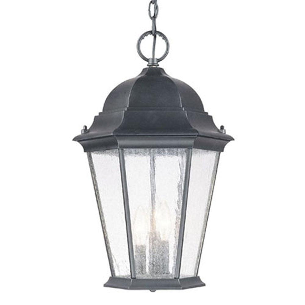 Three Light Matte Black Domed Lantern Hanging Light - AFS