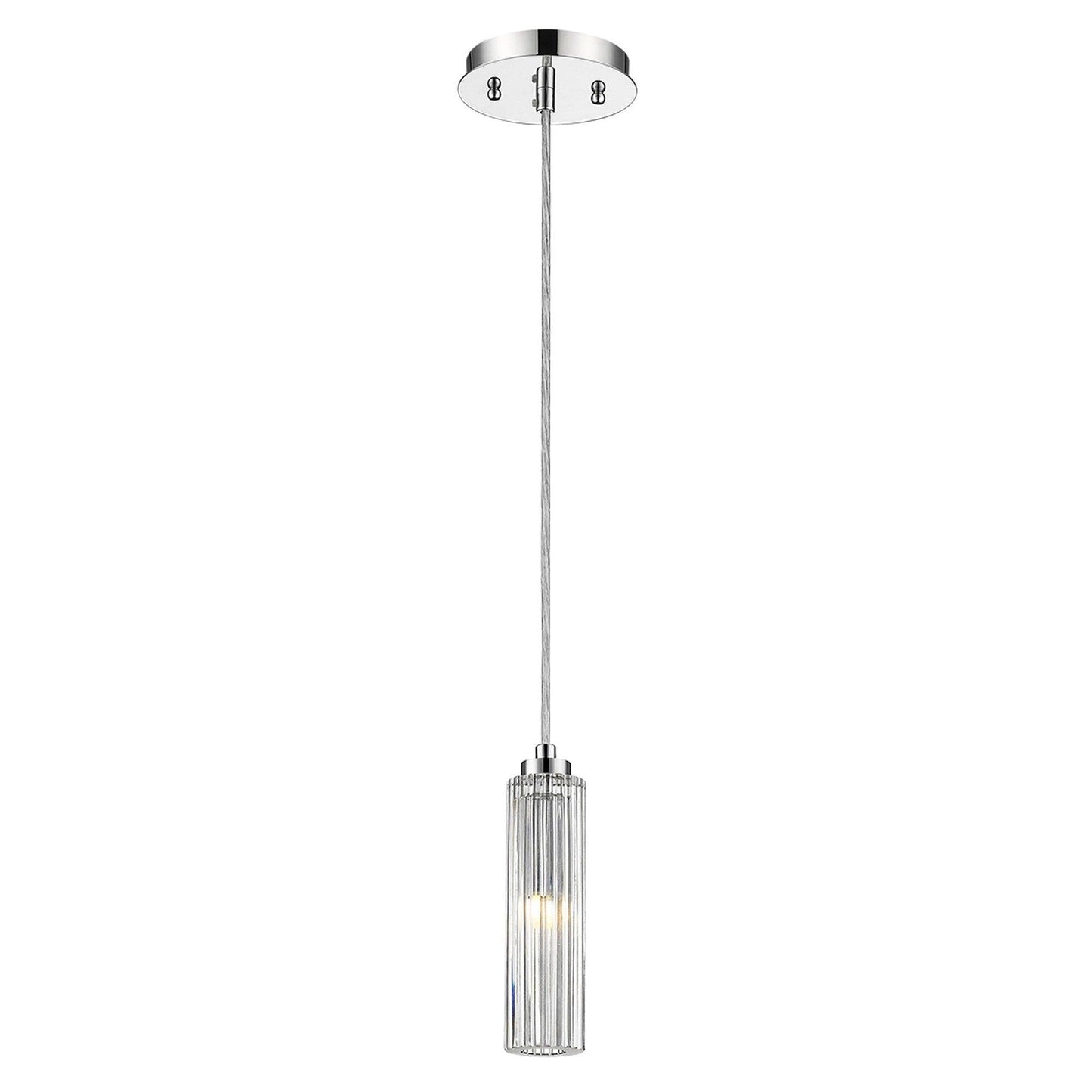 Solo 1-Light Polished Chrome Pendant With Multi-Faceted Round Crystal Shade - AFS