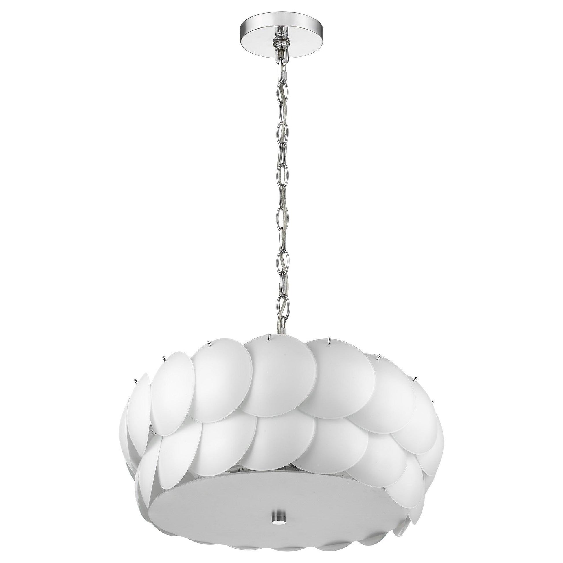 Selene 6-Light Polished Chrome Pendant With Overlapping Frosted White Glass Discs Shade - AFS