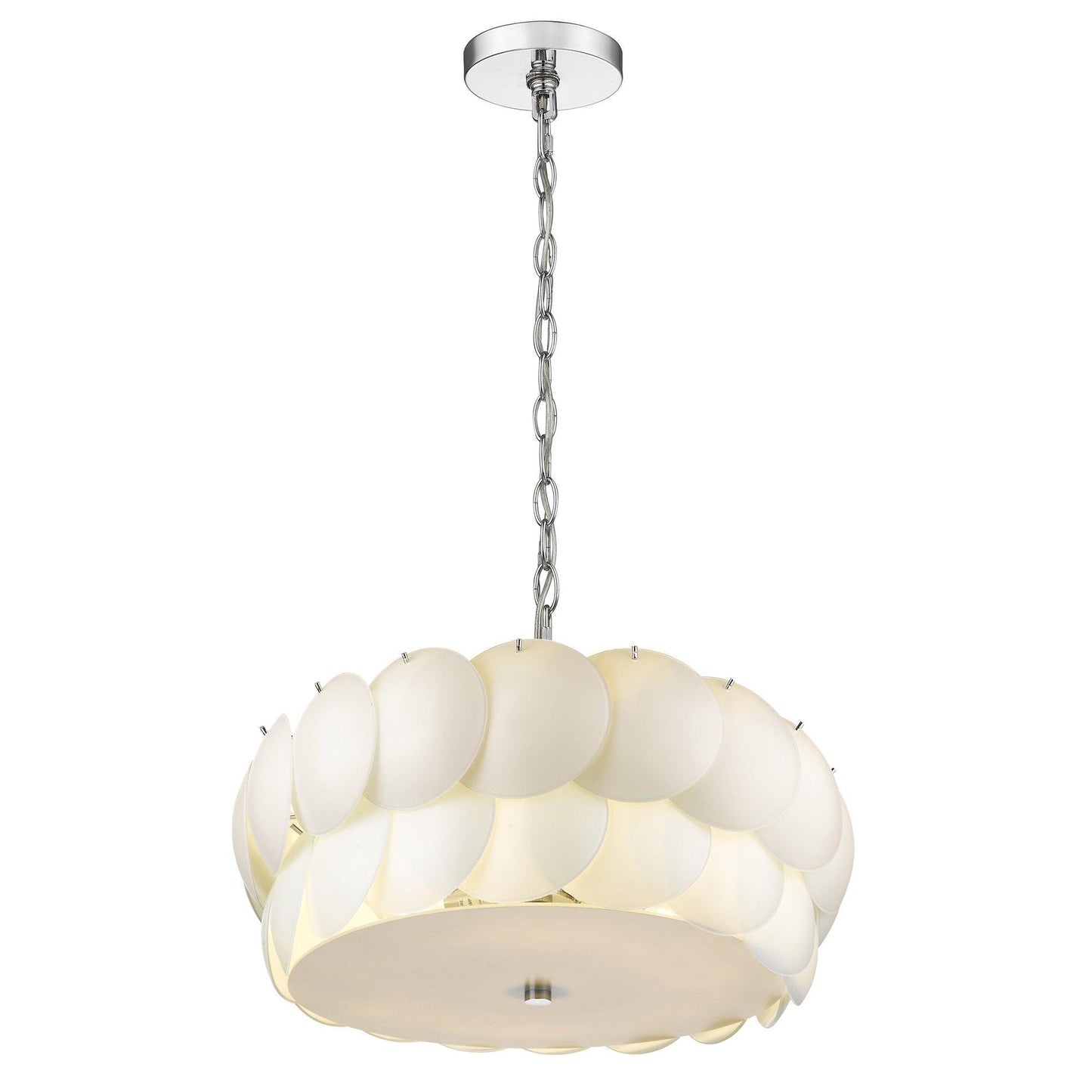 Selene 6-Light Polished Chrome Pendant With Overlapping Frosted White Glass Discs Shade - AFS