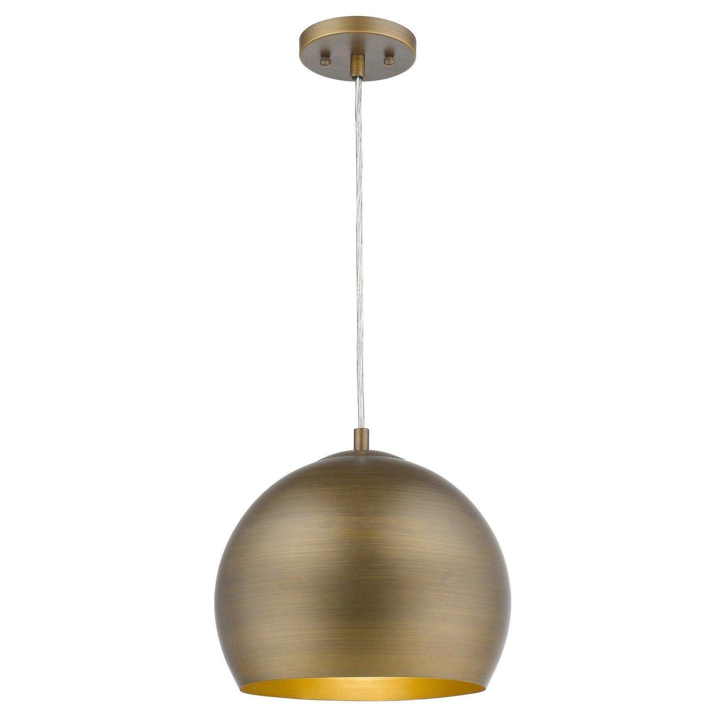 Latitude 1-Light Hand Painted Antique Gold Pendant With Gold Interior Shade - AFS