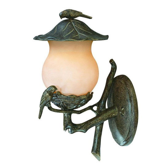 Vintage Black and Gold Bird Detail Lantern Wall Light - AFS