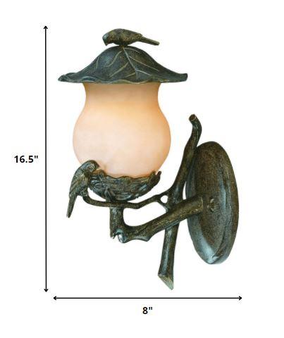 Vintage Black and Gold Bird Detail Lantern Wall Light - AFS