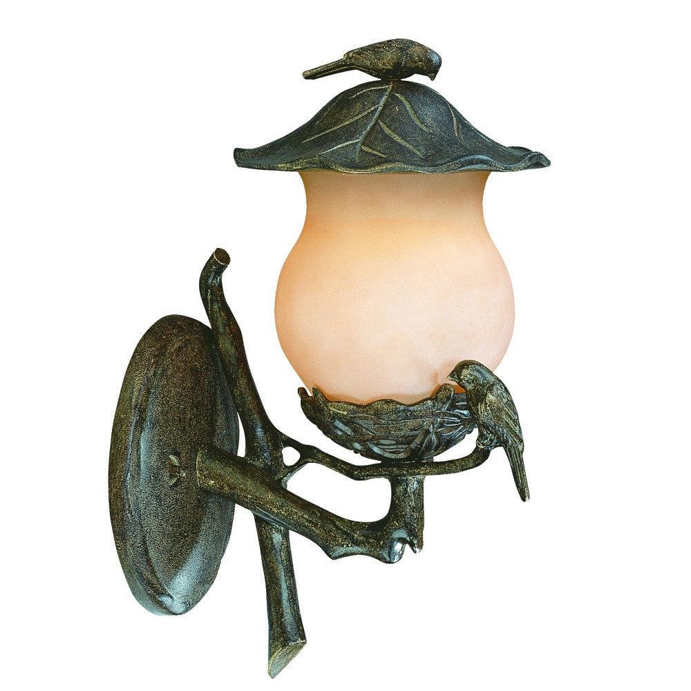 Vintage Black and Gold Bird Detail Lantern Wall Light - AFS