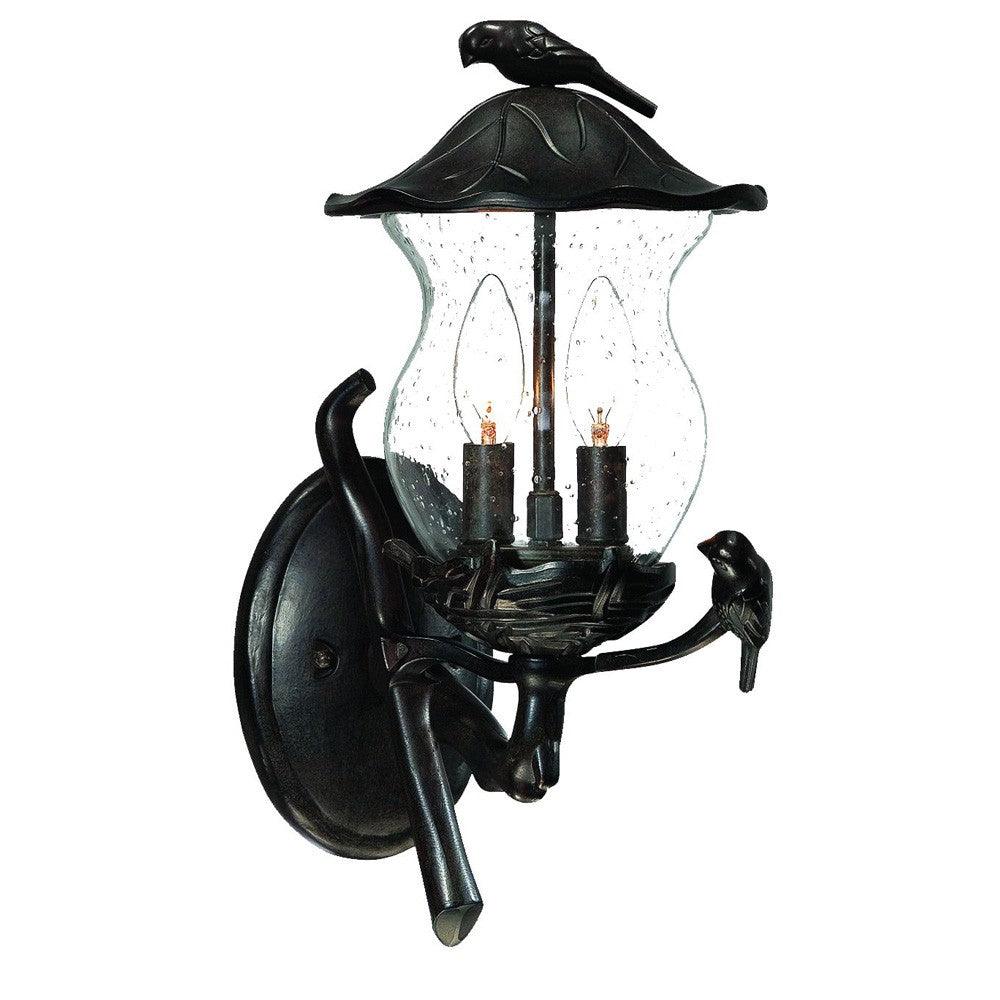 Matte Black Bird Detail Lantern Wall Light - AFS