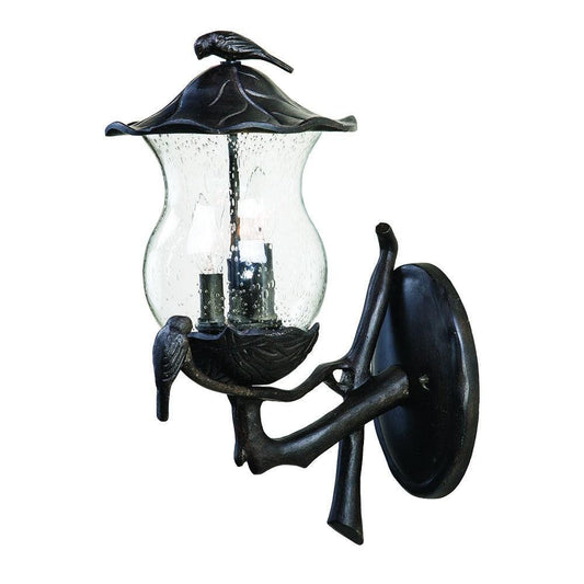 Avian 3-Light Black Coral Wall Light With Seeded Glass - AFS