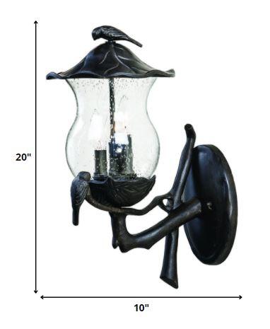 Avian 3-Light Black Coral Wall Light With Seeded Glass - AFS