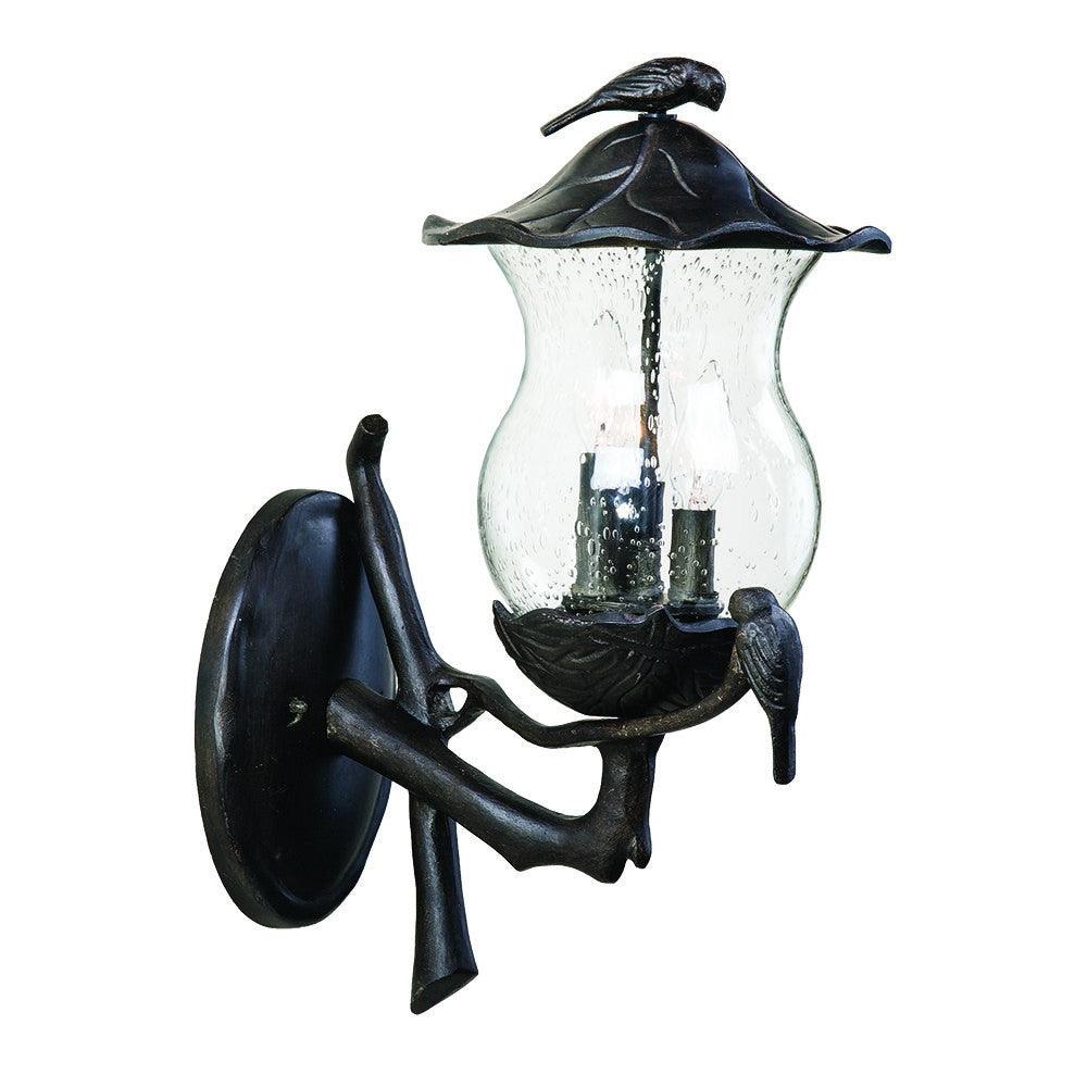 Avian 3-Light Black Coral Wall Light With Seeded Glass - AFS