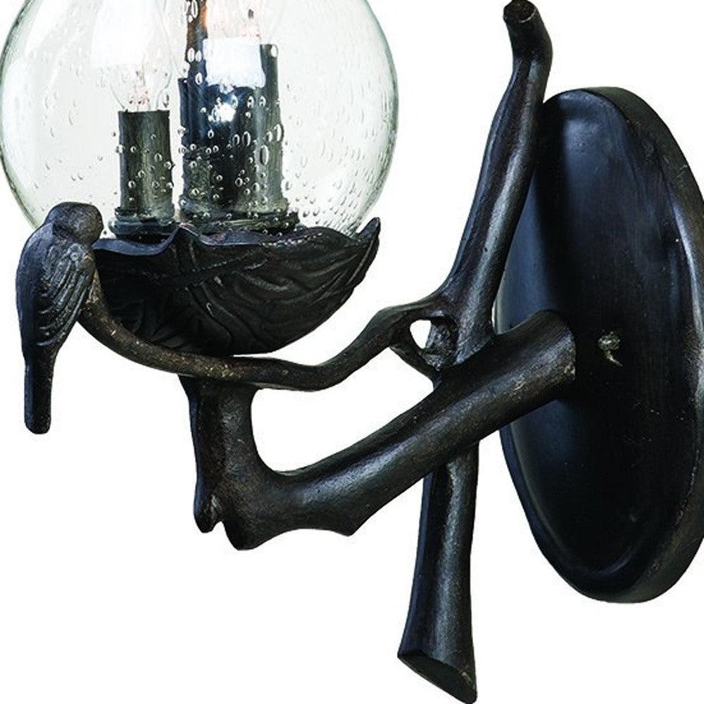 Avian 3-Light Black Coral Wall Light With Seeded Glass - AFS