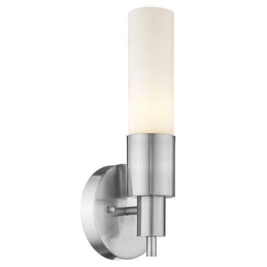 Silver Narrow Wall Light with Frosted Glass Shade - AFS