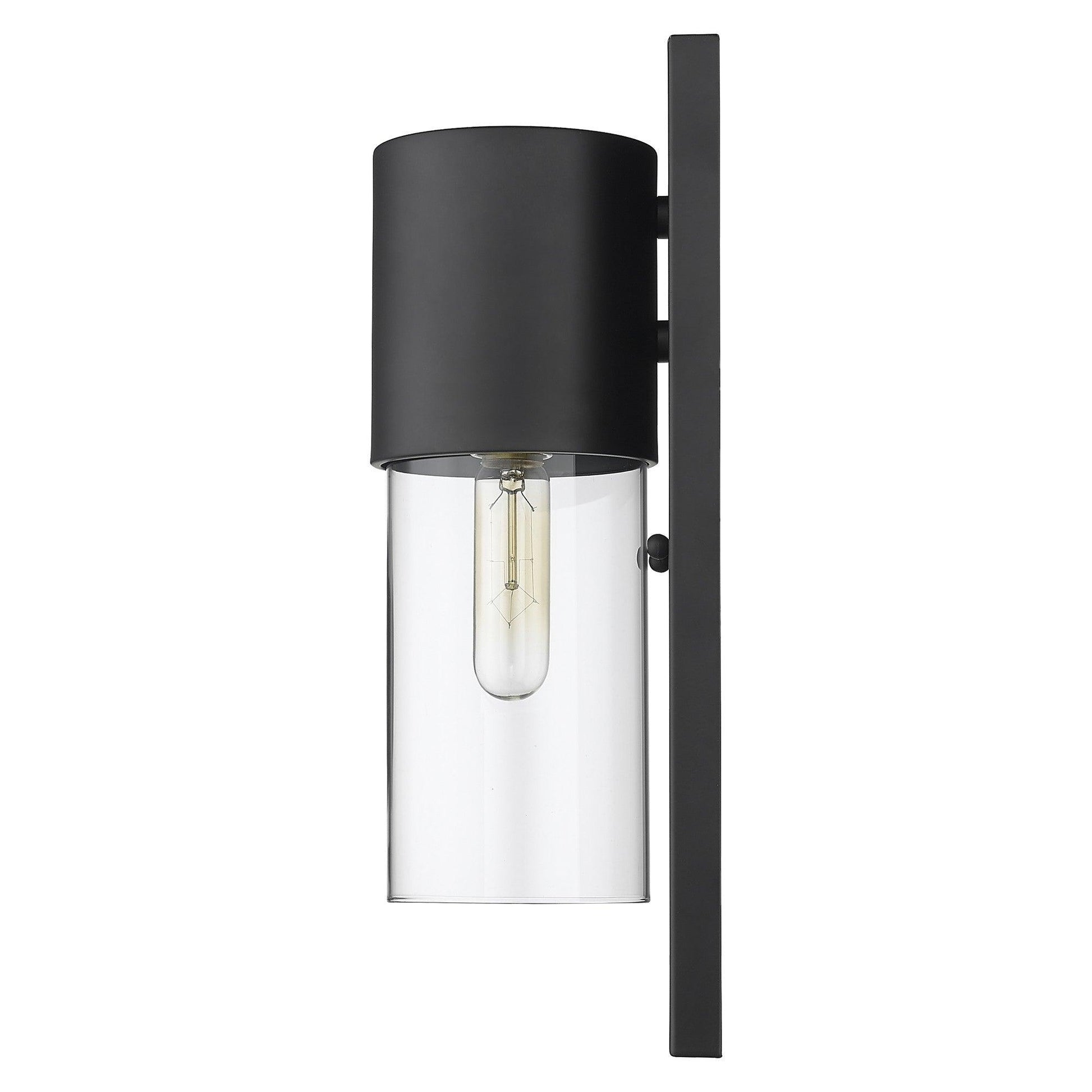 Contemporary Matte Black and Glass Wall Light - AFS