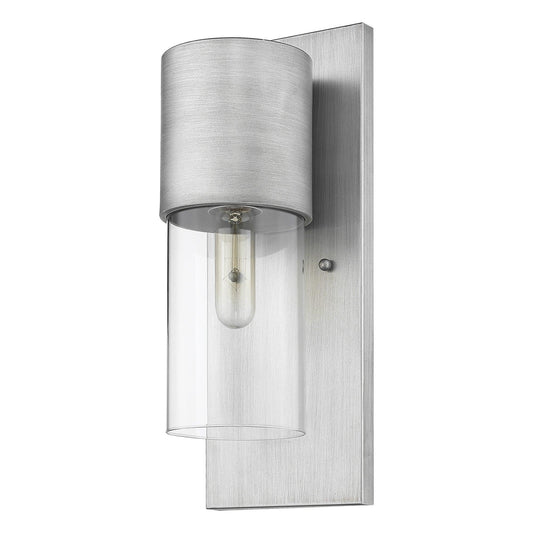 Contemporary Brushed Silver and Glass Wall Light - AFS