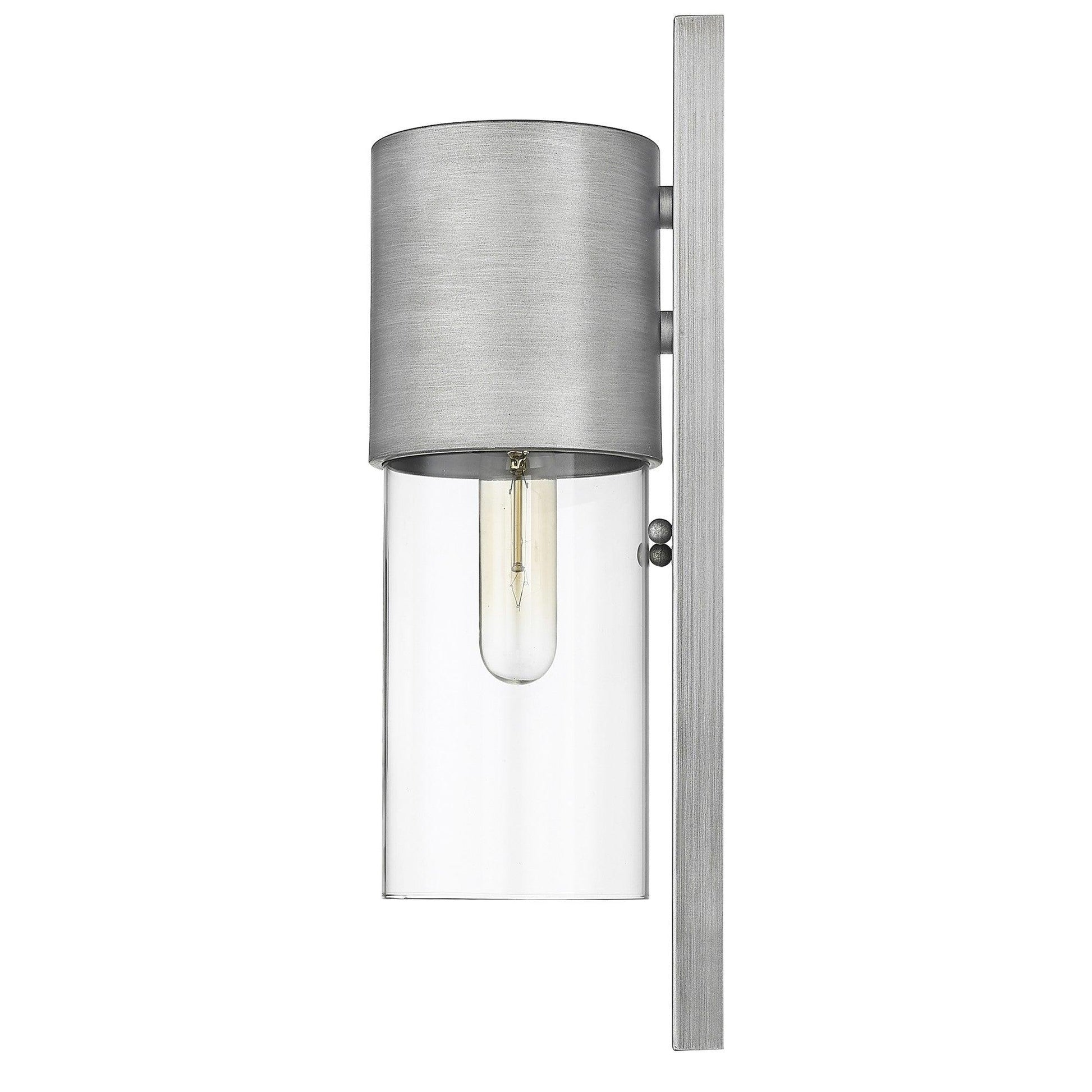 Contemporary Brushed Silver and Glass Wall Light - AFS