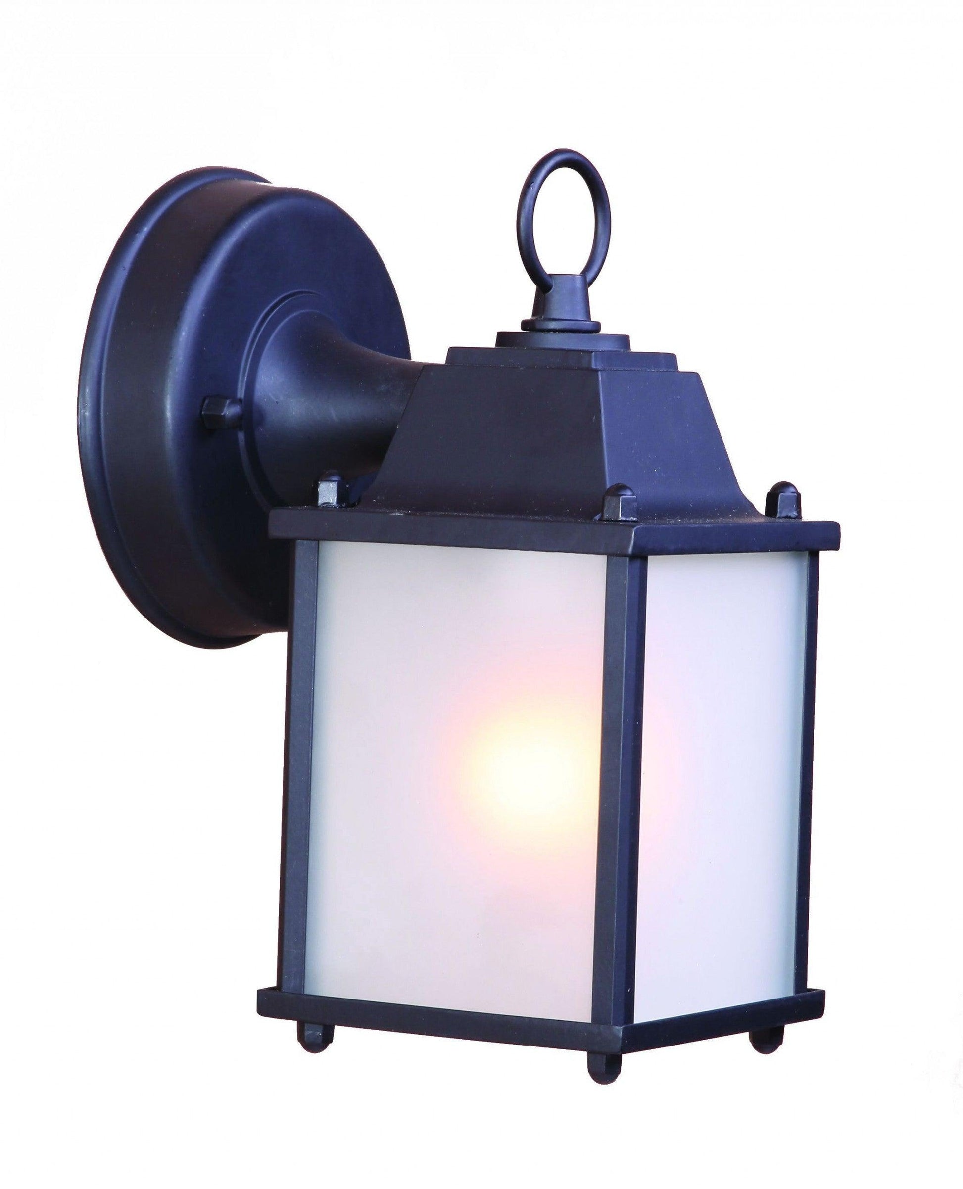 Matte Black Hanging Frosted Glass Lantern Wall Light - AFS