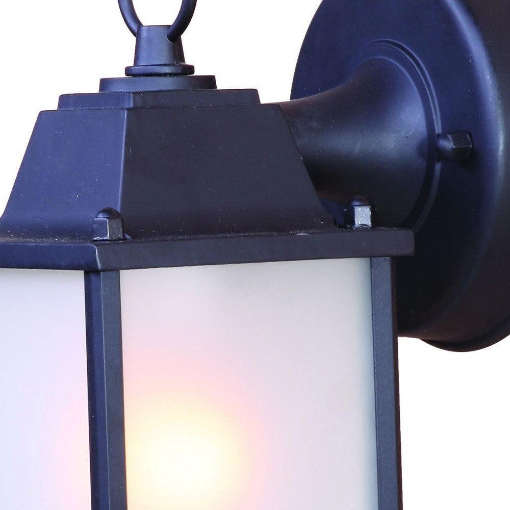 Matte Black Hanging Frosted Glass Lantern Wall Light - AFS