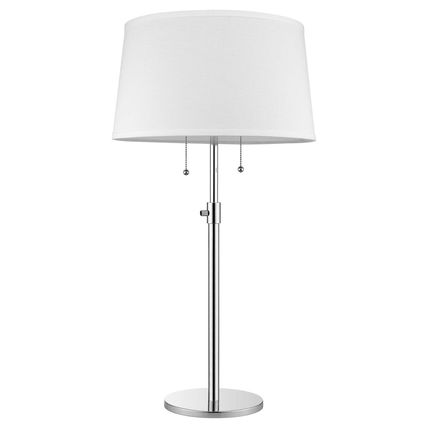 Urban Basic 2-Light Polished Chrome Adjustable Table Lamp With Off White Linen Shantung Shade - AFS