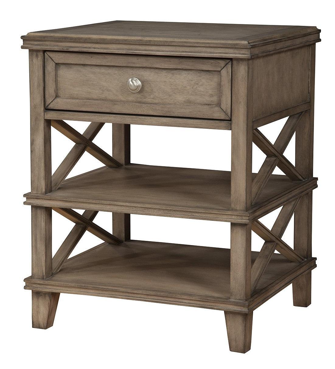 Taupe 1 Drawer with Shelves Nightstand - AFS