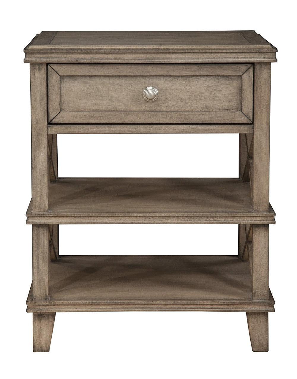 Taupe 1 Drawer with Shelves Nightstand - AFS