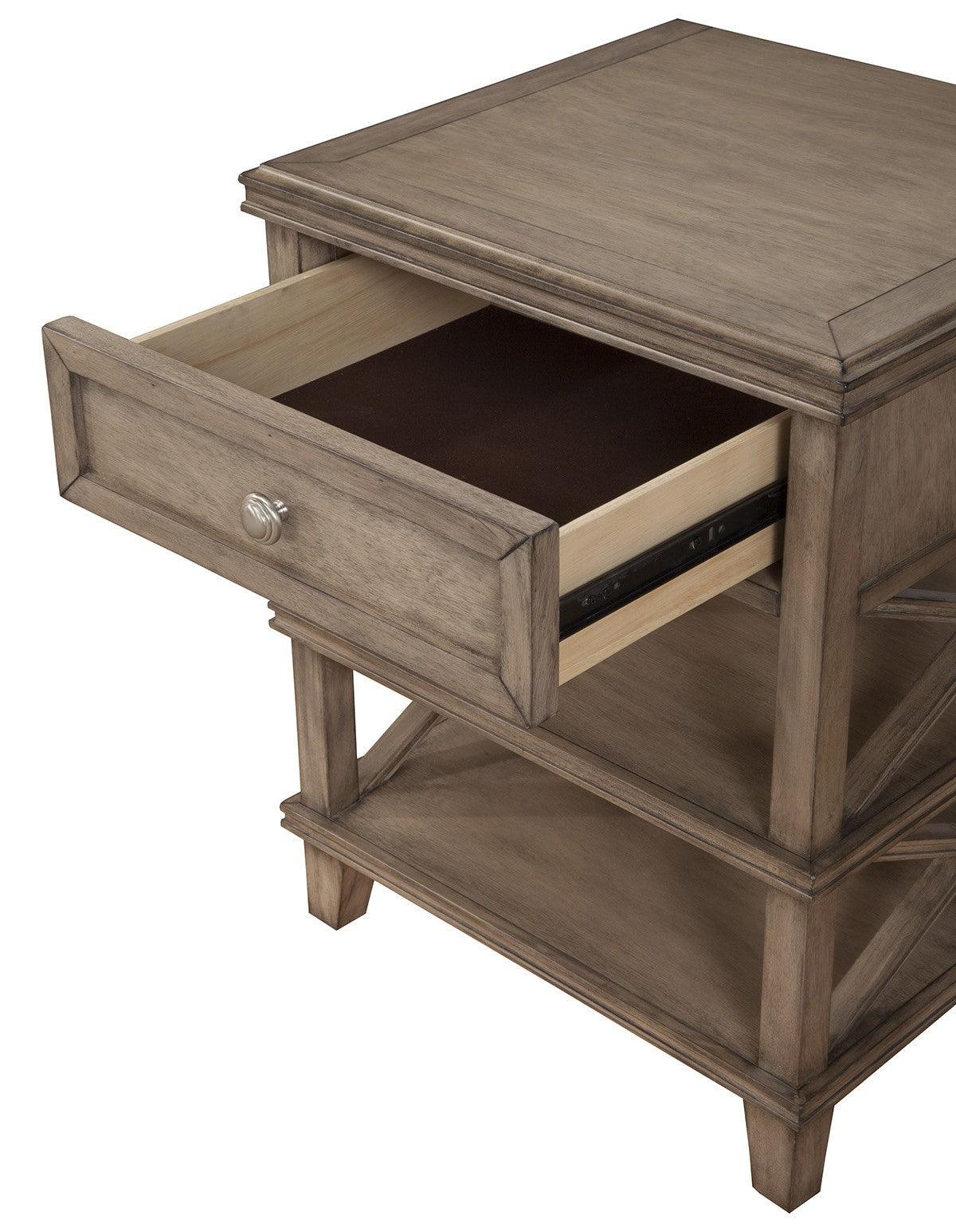 Taupe 1 Drawer with Shelves Nightstand - AFS