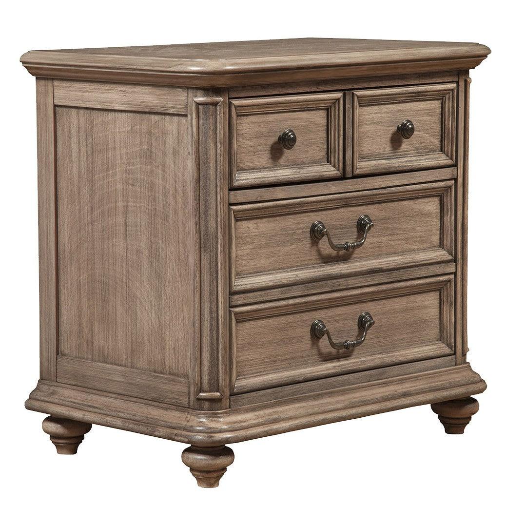 Taupe Brown Classic Wood 4 Drawer Nightstand - AFS