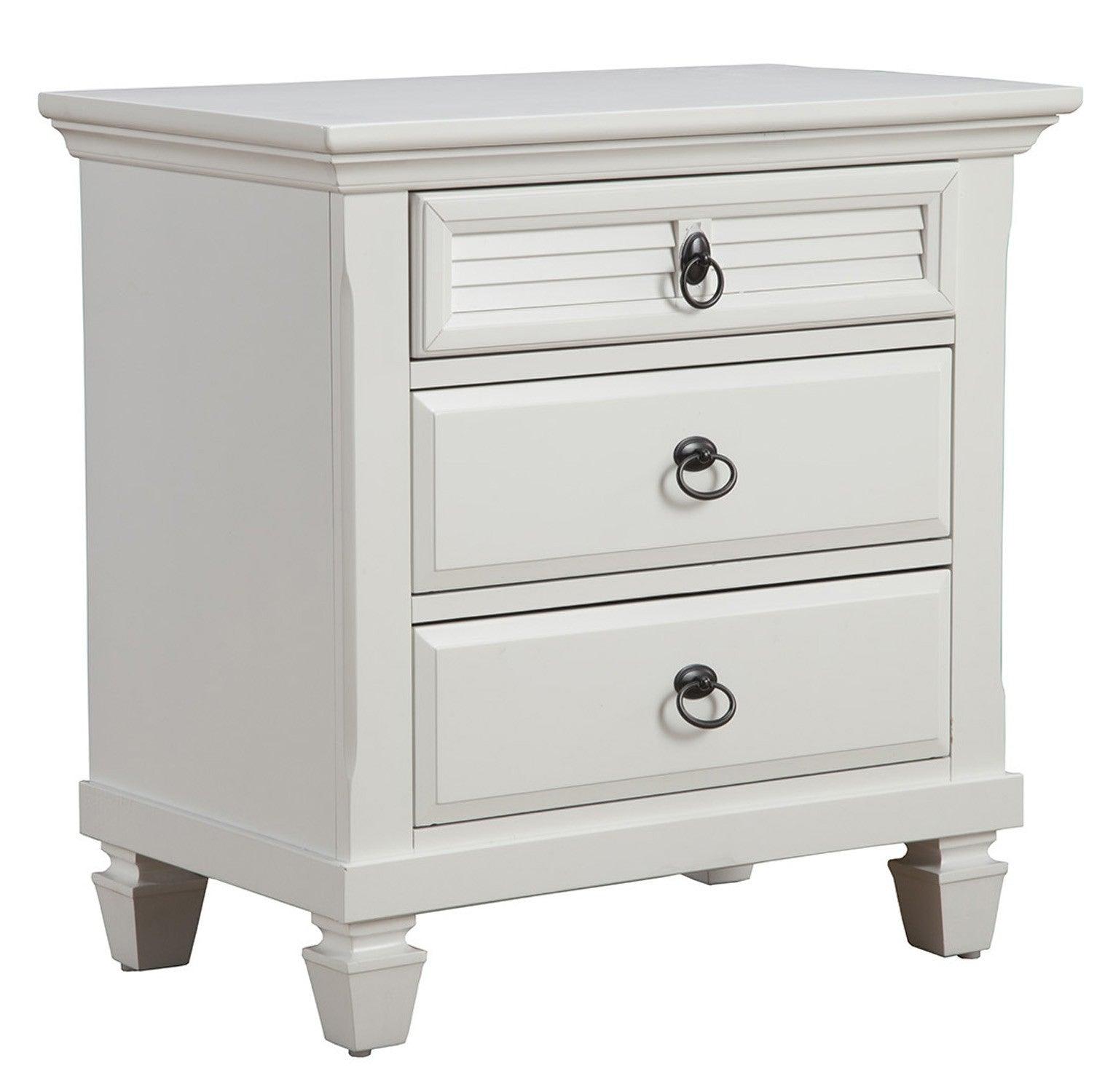 White Plantation 3 Drawer Nightstand - AFS