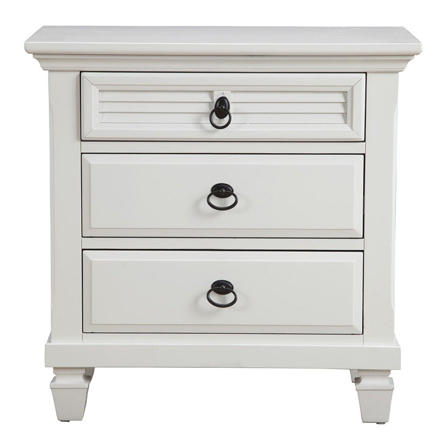 White Plantation 3 Drawer Nightstand - AFS