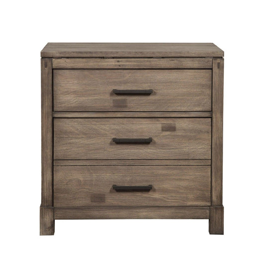 Weathered Grey Finish Wood 3 Drawer Nightstand - AFS